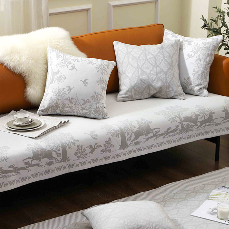 瑞典防滑高档轻奢风白色坐垫子