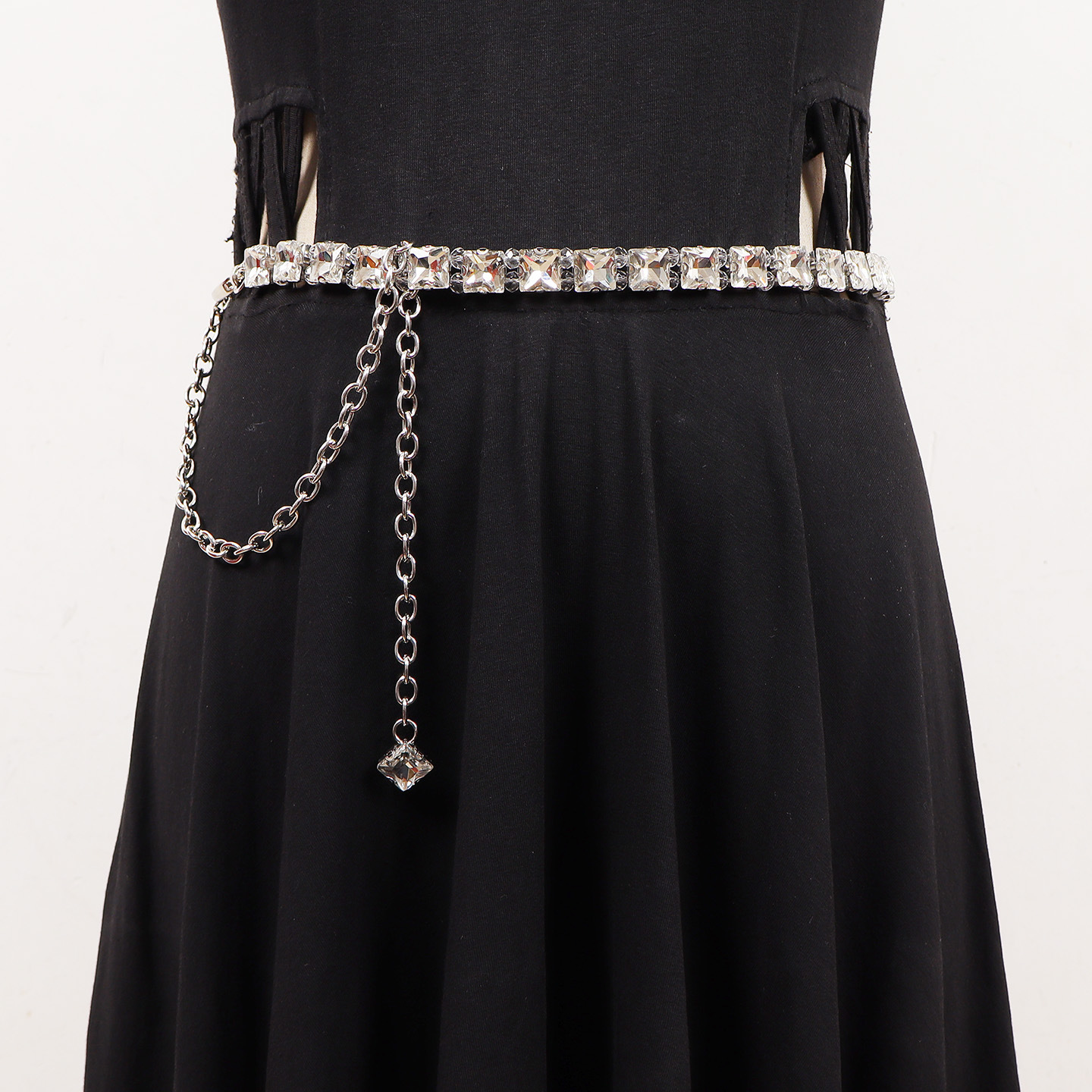 高级感水钻腰链配饰裙子裤子时尚百搭金属水晶爆闪收腰链条腰带女