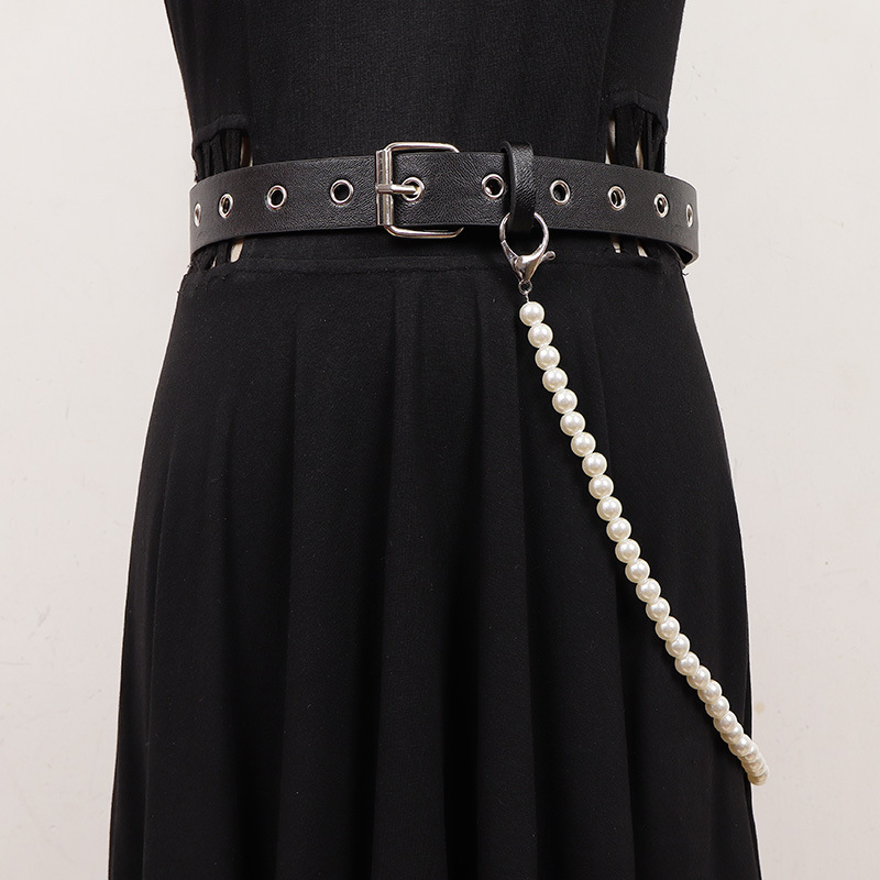 新款镂空气眼朋克风PU皮带欧美风个性y2k潮流腰带男女同款暗黑风