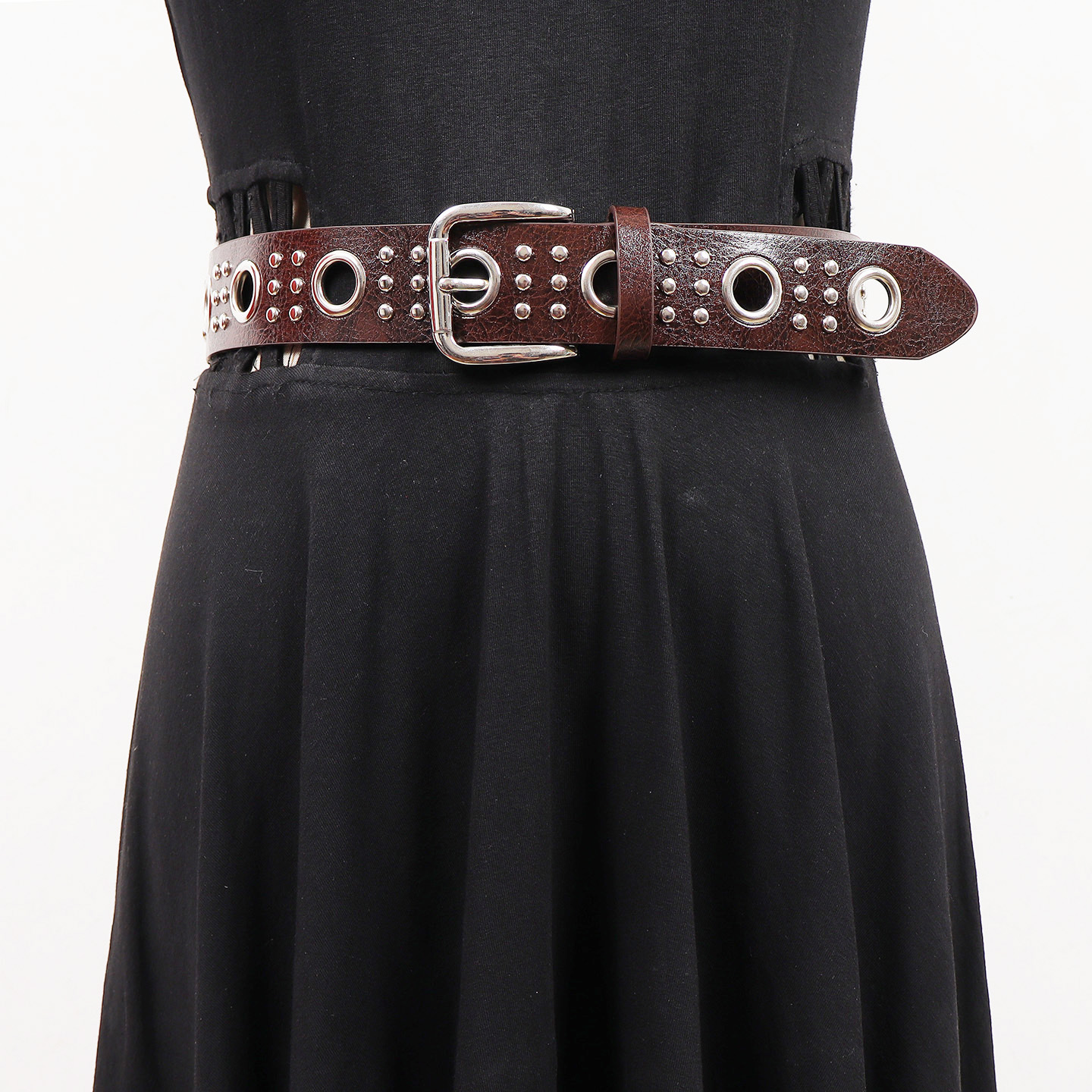 ins风  韩系小众设计黑白色铆钉朋克风亚文化Y2K男女腰带时尚裤带