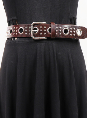 ins风  韩系小众设计黑白色铆钉朋克风亚文化Y2K男女腰带时尚裤带