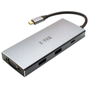 Z-TEK力特八合一多功能分线器 TYPE-C接口支持PD3.0协议 高速移动多功能坞站 一拖多接口转换器 ZY423