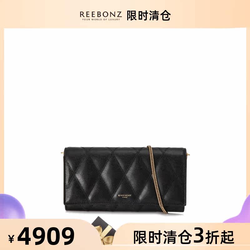 【特卖】Givenchy纪梵希新款女包长款钱包 GV3 羊皮菱格链条单肩