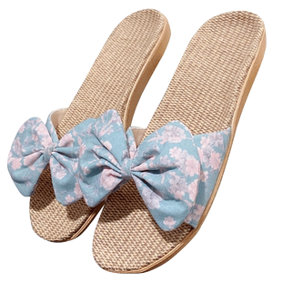 新款品牌四季天然亚麻拖鞋女厚底夏季室内家居家用静音防滑凉拖鞋