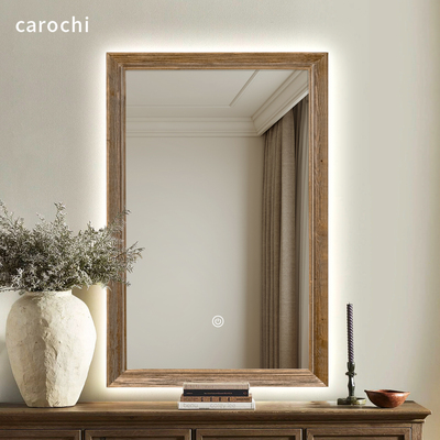 中古侘寂风智能镜带灯木框浴室镜