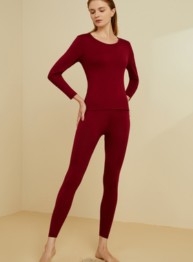 三枪保暖内衣女弹力棉保暖衣裤圆领套装棉毛衫裤秋衣秋裤女23780