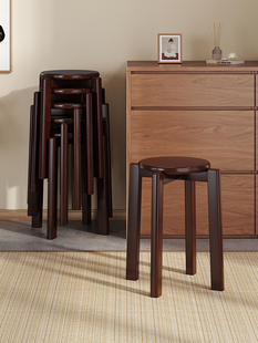 圆凳可堆叠收纳不占空间餐厅桌椅家用茶椅吃饭高脚椅结实耐用竹凳