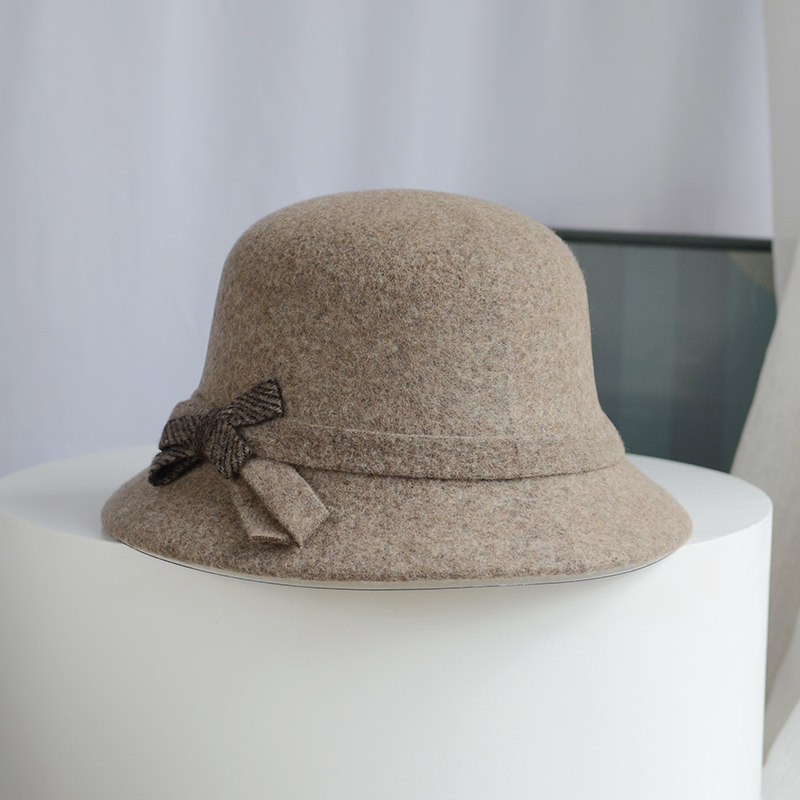 渔夫帽女秋冬蝴蝶结盆帽可折叠