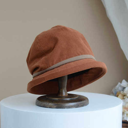 休闲渔夫帽盆帽显脸小灯芯绒日系