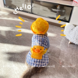 宠物小黄鸭幼稚园衣服帽子套装 棉袄棉服加厚保暖 狗狗猫咪甲秋冬装