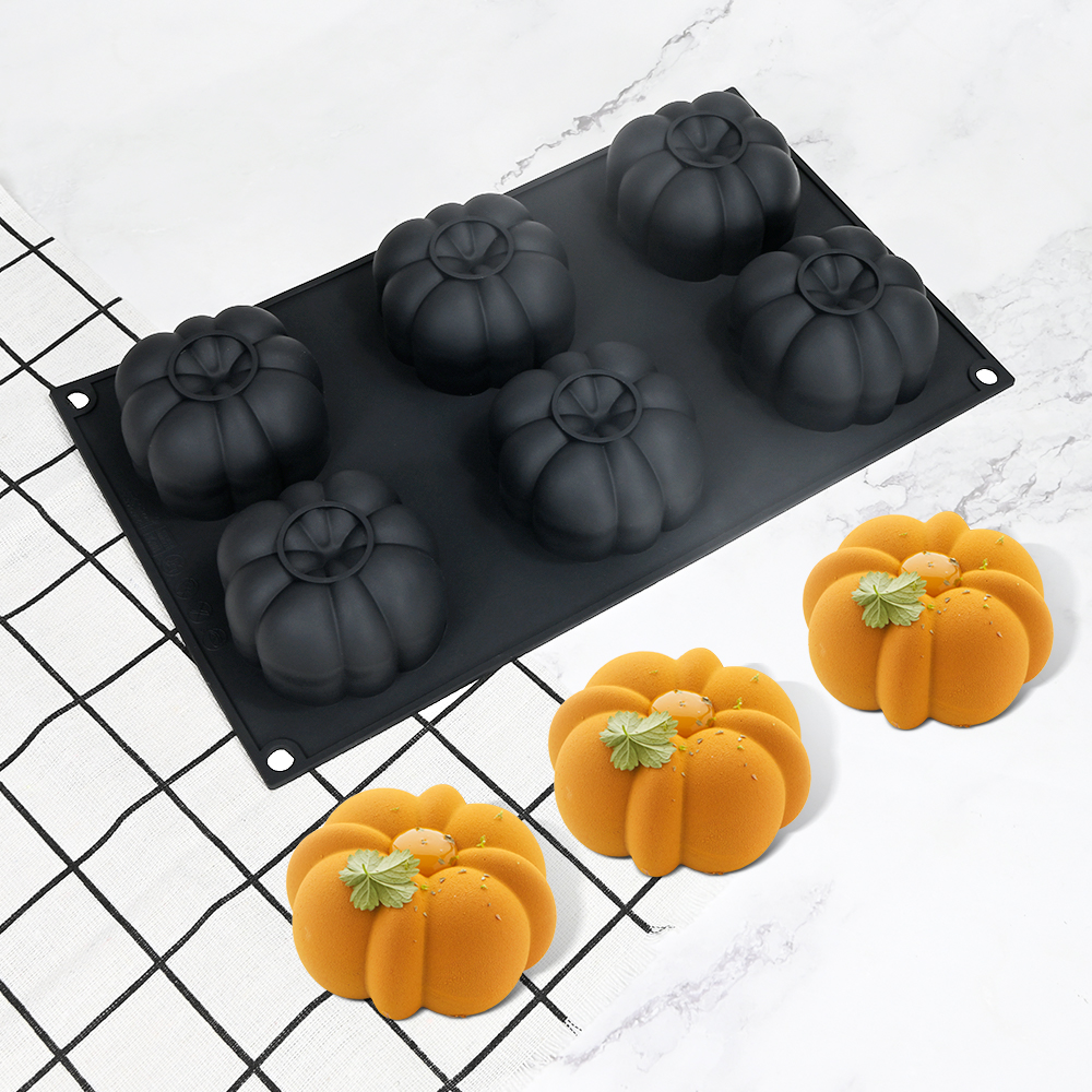 万圣节6连南瓜慕斯蛋糕模具DIY花苞法式甜点布丁硅胶磨具烘焙工具