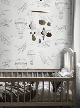 瑞典原装进口Borastapeter墙纸 北欧 飞机 卧室儿童房背景墙壁纸