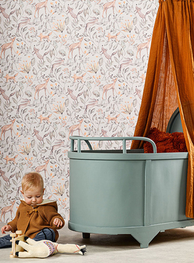 荷兰原装进口BN墙纸卧室儿童房墙背景壁纸 北欧 小动物树叶220700