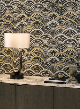 比利时进口ARTE壁纸13510 13511 13512轻奢墙纸孔雀羽毛客厅装饰