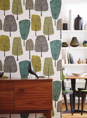 英国原装进口SCION墙纸现代简约 儿童房壁纸北欧卡通小树卧室背景