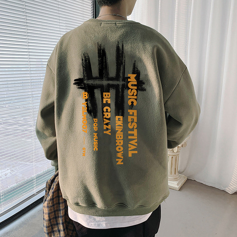 无帽卫衣男2026新款秋冬季韩版宽松圆领港风青年上衣服潮ins长袖