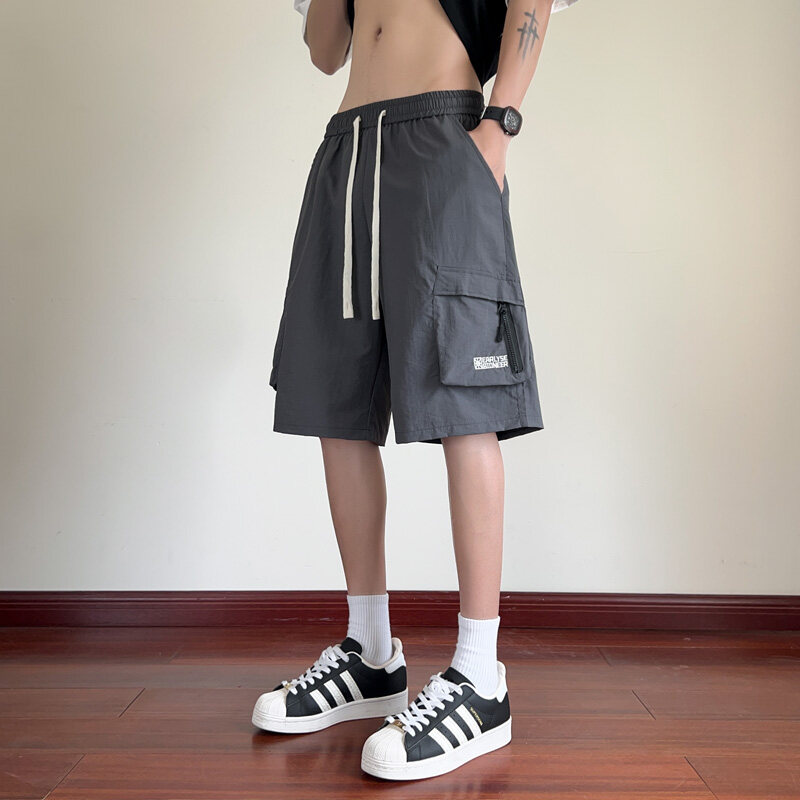 美式工装短裤男夏季新款速干运动中裤潮牌大码宽松休闲口袋五分裤