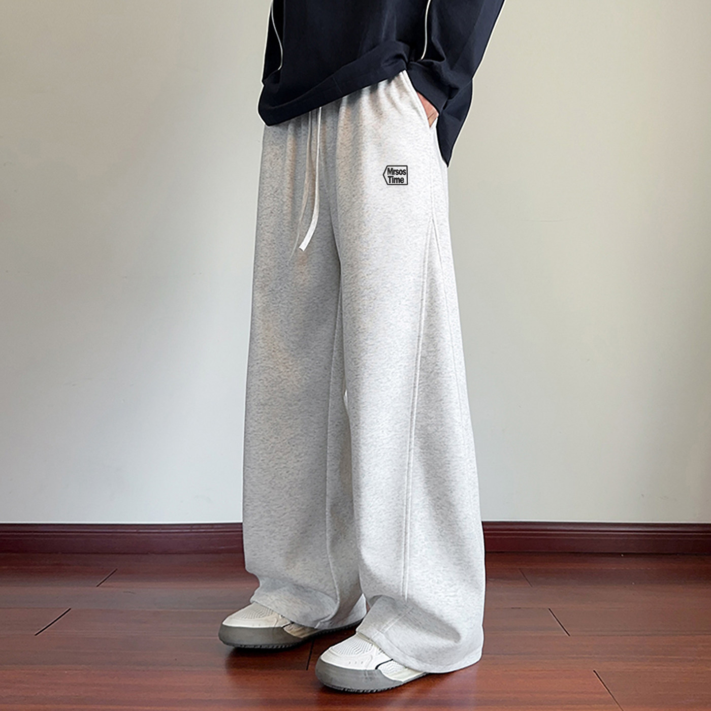 弯刀裤男春秋季2026新款垂感美式阔腿运动卫裤宽松直筒微喇休闲裤