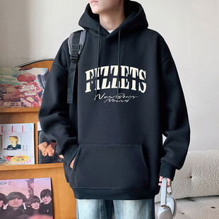 美式高街连帽卫衣男秋冬季新款潮牌高级感男生休闲宽松套头外套衫