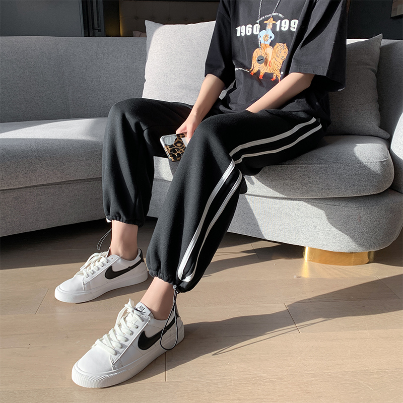 運動褲女春秋季薄款韓版寬鬆顯瘦束腳休閒哈倫衛褲子