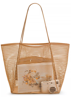 2025新款ins风透明网眼单肩挎包时尚轻便百搭购物袋手提袋沙滩包