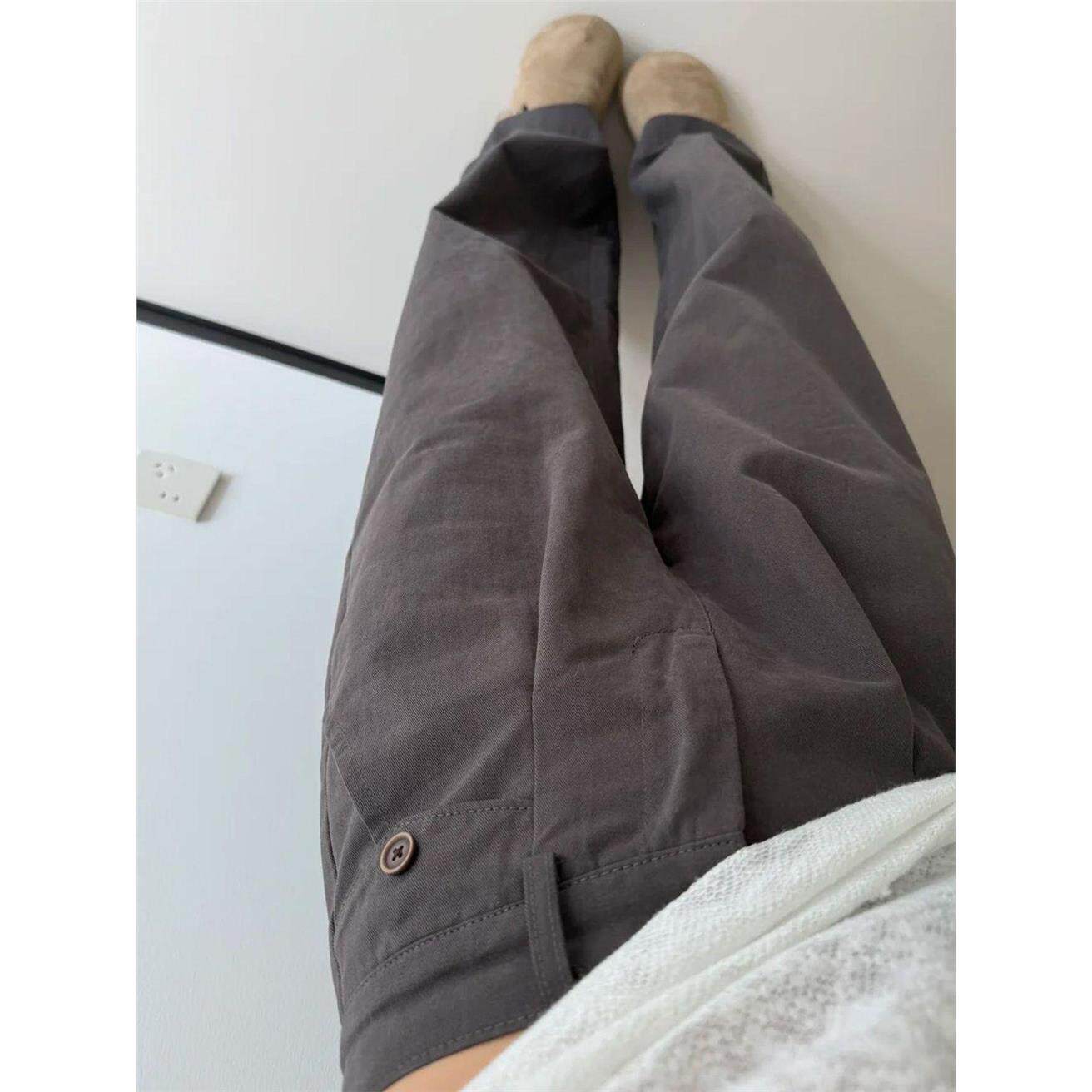 洗水棉高腰窄版直筒长裤