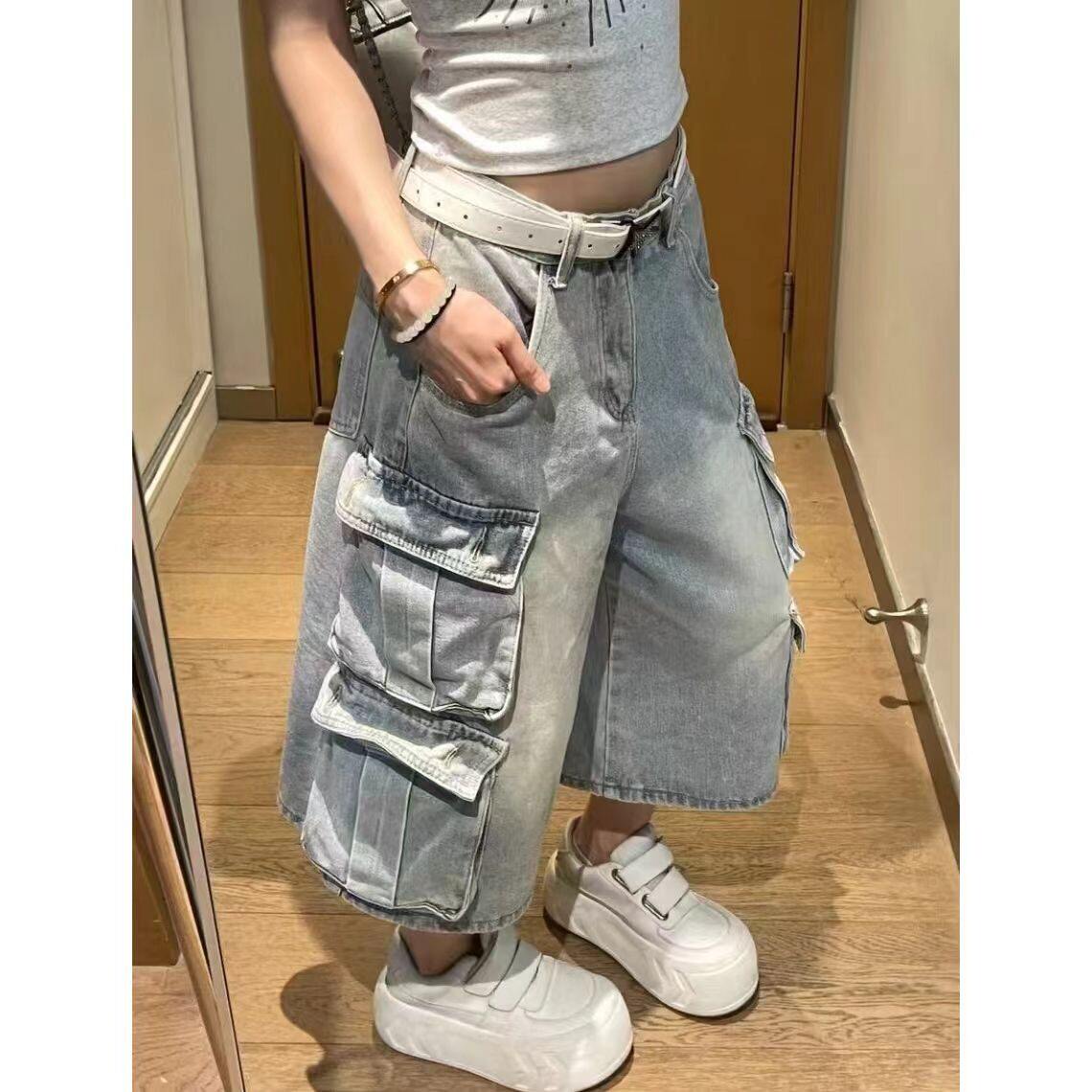大码美式街头水洗多口袋