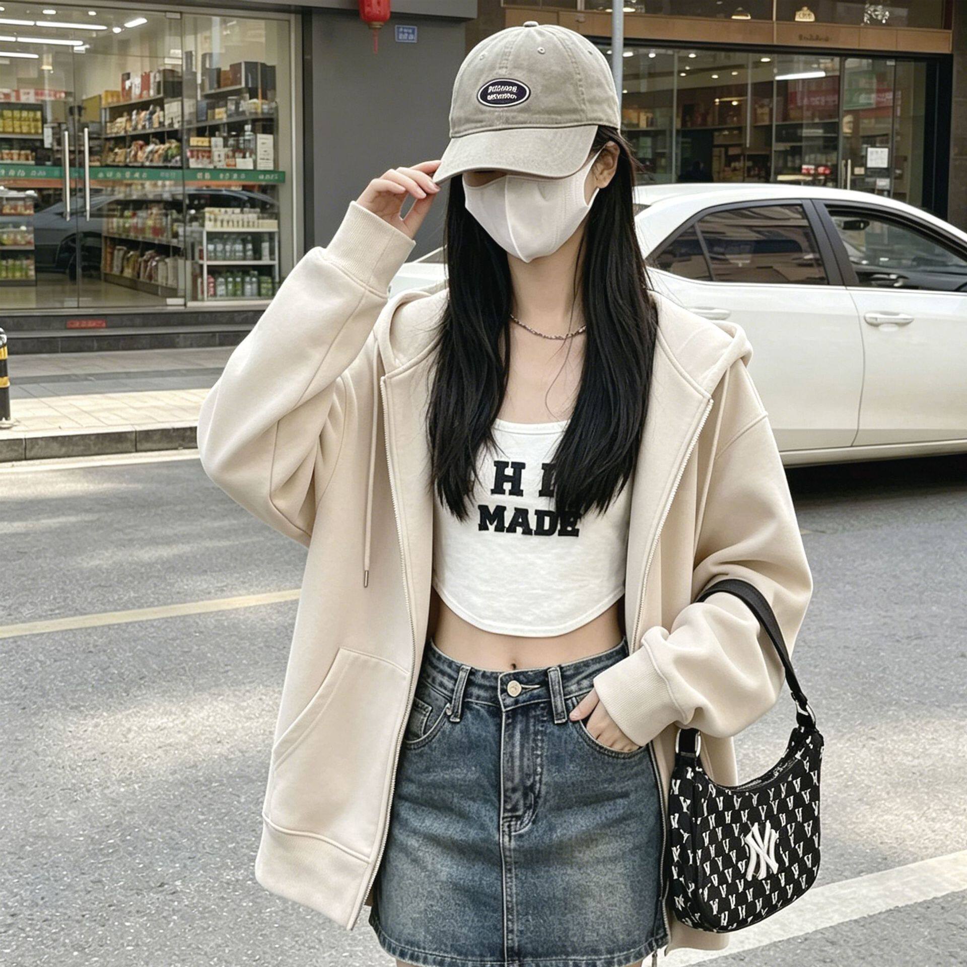重磅连帽卫衣女秋冬季新款加厚宽松BF慵懒风外套休闲拉链开衫上衣