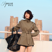 风衣女秋季 加绒新款 英伦立领收腰休闲气质中长款 短款 棉服工装 外套