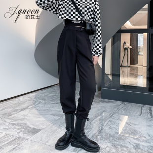 子 休闲百搭加厚束脚萝卜裤 高腰哈伦裤 女秋冬宽松显瘦复古马丁靴裤