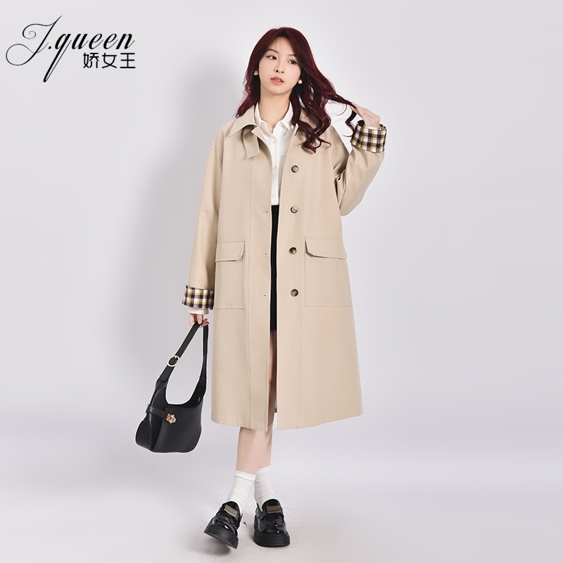 娇女王宽松休闲风衣外套