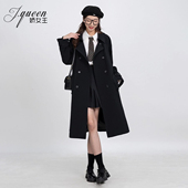 肌理感风衣外套女2024年秋季 大衣 宽松垂感双排扣长款 新款 气质时尚