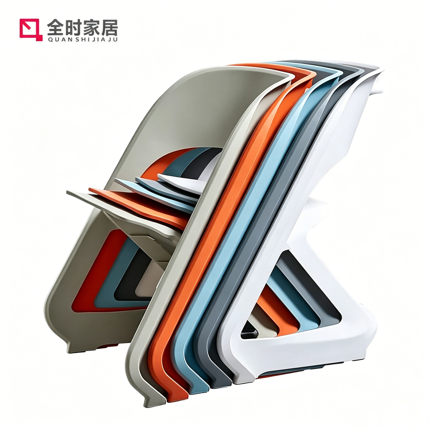 全时现代简约创意靠背椅子家用北欧时尚塑料餐椅户外凳子懒人休闲