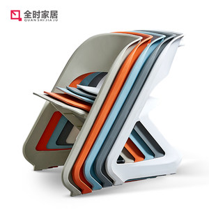 全时现代简约创意靠背椅子家用北欧时尚塑料餐椅户外凳子懒人休闲