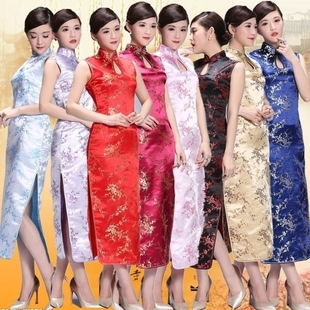 结婚礼仪婚纱摄影艺术表演美女中国风新娘敬酒礼服长旗袍裙大红HJ