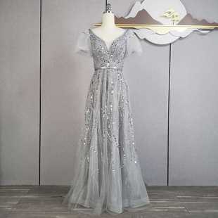 高端长款高级感晚礼服年会女新娘晚礼服裙宴会主持人艺考敬酒服