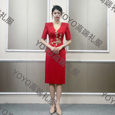 2025新款连衣裙短款简约风高端礼服裙晚会主持裙宴会裙演出裙商演