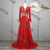 2024款 舞台礼服主持人民歌表演长裙声乐原创艺考 演出服音乐会长款