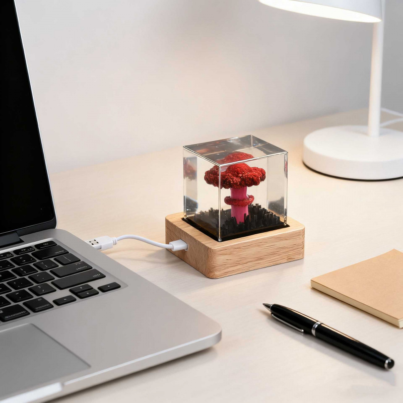 跨境小夜灯摆件奥本海默原子弹爆炸蘑菇云创意水晶树脂内埋工艺品