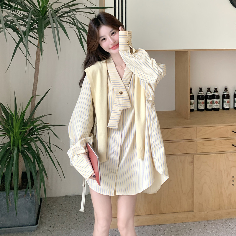 【新款已出货】设计感条纹衬衣三件套C161-8925-P165-K248,女装套装/套裙,2C161