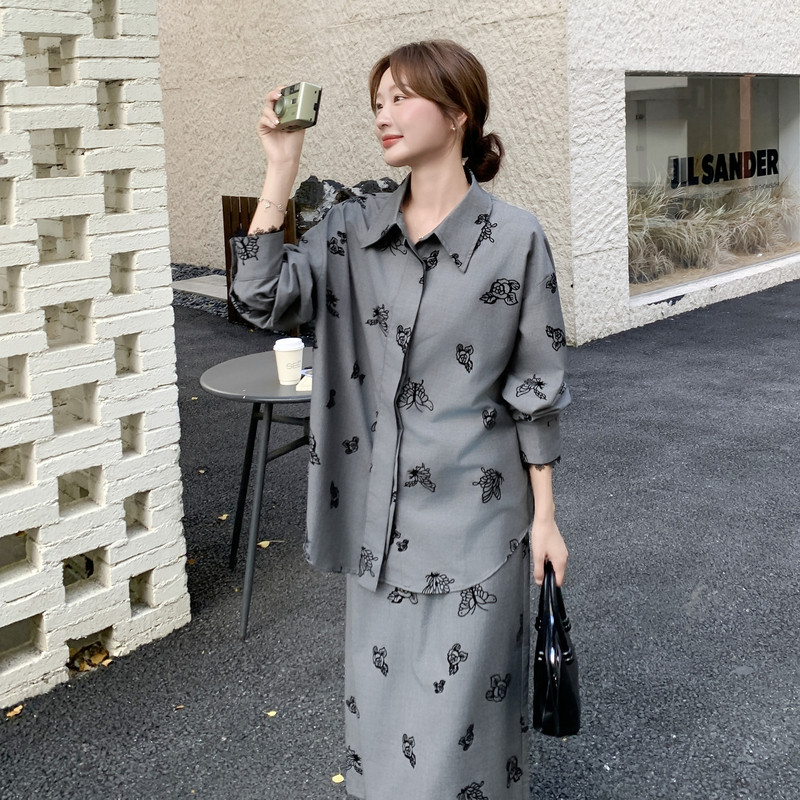 【新款已做货】设计感刺绣半身裙两件套C161-8912-P185-K278,女装套装/套裙,2C161