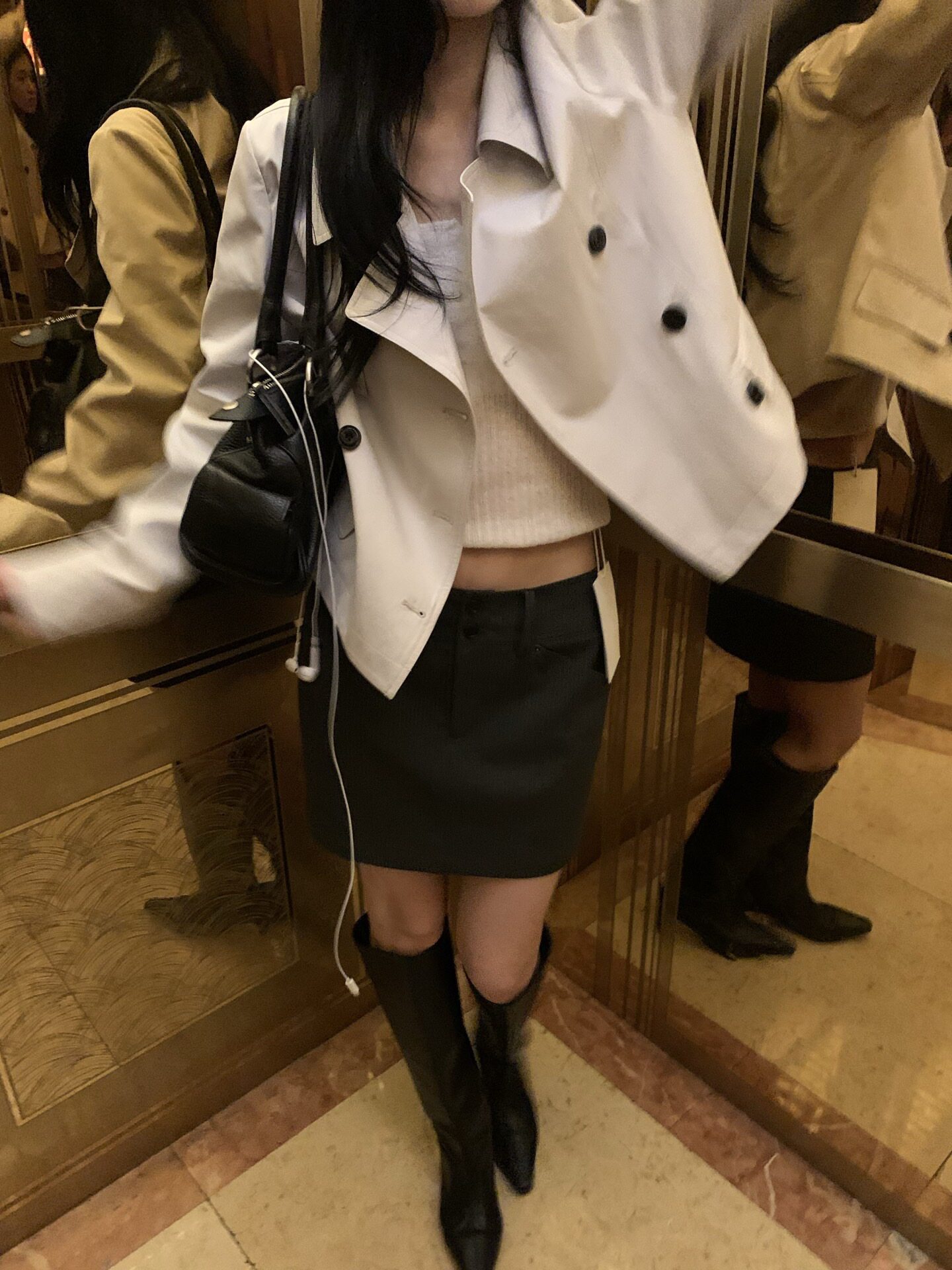 【saidtome】早秋短款双排扣棉质风衣外套女 翻领气质休闲短上衣