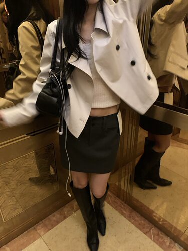 【saidtome】早秋短款翻领双排扣棉质风衣外套女 6100