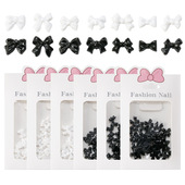 蝴蝶结美甲饰品树脂飘带蝴蝶结简约黑色白色立体领结指甲饰品30颗