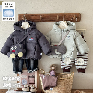 三折撤柜婴幼儿羽绒服冬季新款包包配饰男宝连帽外套加厚冬装衣服