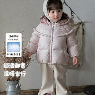 三折撤柜婴幼儿羽绒服女童连帽外套冬季短款保暖加厚过冬宝宝上衣