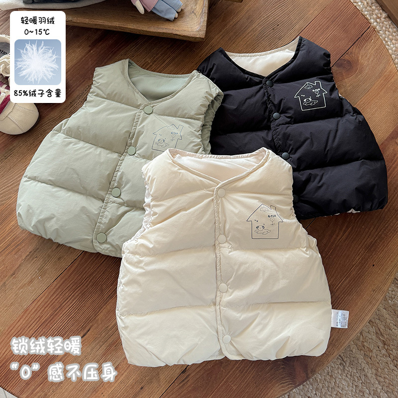 三折撤柜男童羽绒马甲秋冬男宝羽绒服背心马夹婴幼儿加厚保暖外套