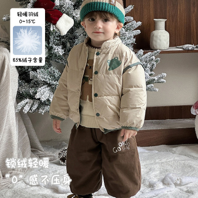 三折撤柜男宝保暖轻薄羽绒外套男童羽绒内胆秋冬款婴幼儿白鸭绒服