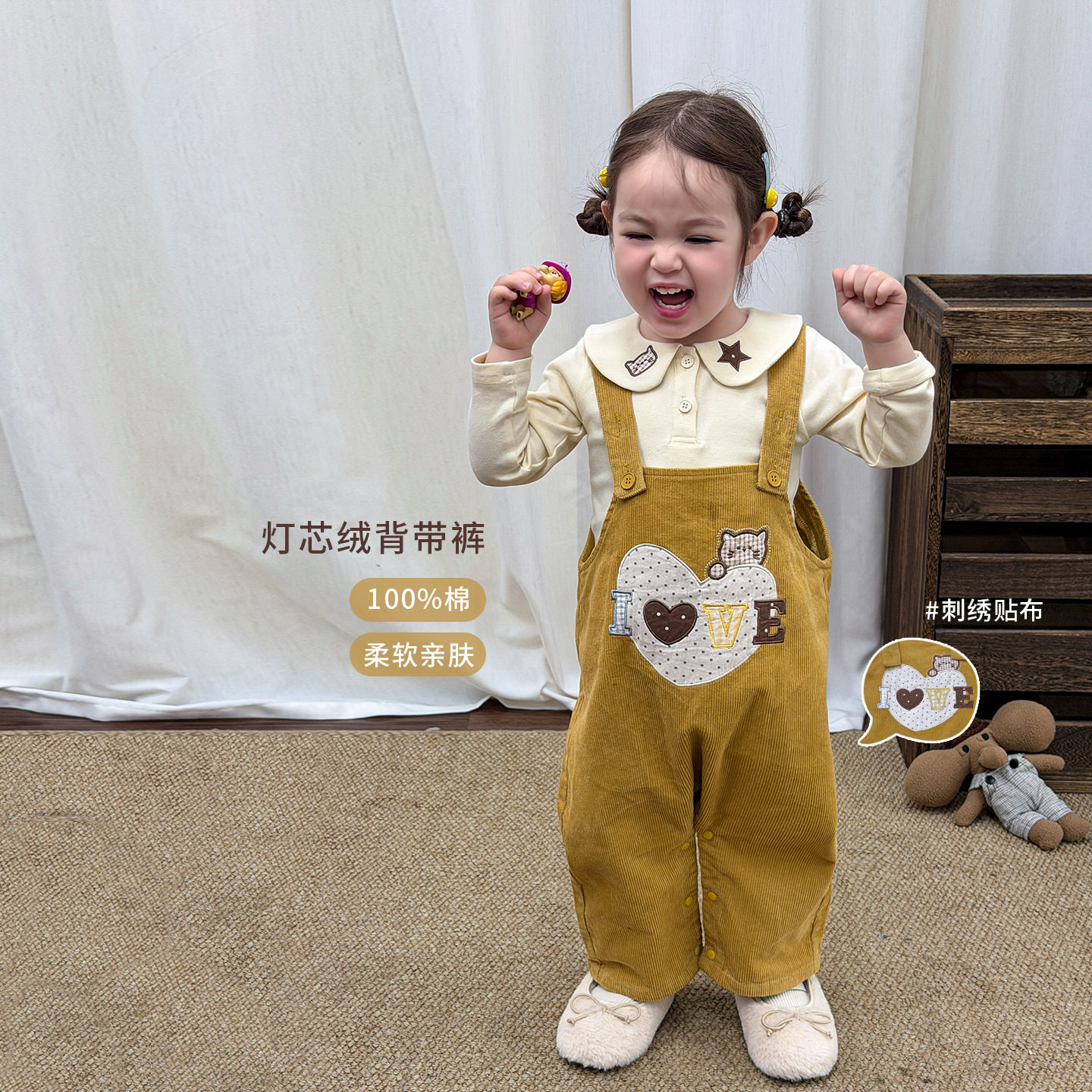 (8.31新款上新)女童裤子秋装休闲背心裙儿童阔腿裤开档宝宝长裤