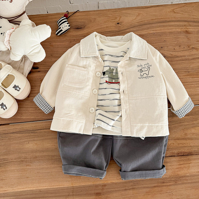 男童秋季衬衫2026新款婴幼儿卡通衣服男宝宝洋气开衫长袖外套 a类